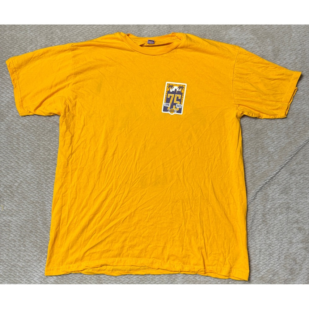 Los Angeles Lakers 75th Anniversary Graphic Tee Gold T-Shirt Men's Size XL